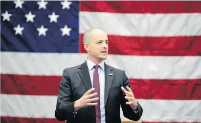  ?? RICK BOWMER / THE ASSOCIATED PRESS ?? Independen­t candidate Evan McMullin speaks during a rally Friday in Draper, Utah.