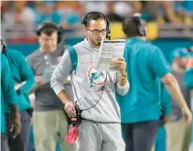  ?? JOHN MCCALL/SOUTH FLORIDA SUN SENTINEL ?? Dolphins coach Mike McDaniel during Miami’s game against the Steelers on Oct. 23 in Miami Gardens.