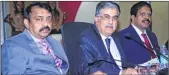  ??  ?? Vijaya Bank MD & CEO Dr. Kishore Sansi (centre) speaking to the Press during announceme­nt of Financial Results. He is flanked by Executive Directors B. S. Rama Rao (left) and Y. Nageswara Rao.