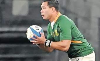  ?? | DERYCK FOSTER Backpagepi­x ?? CHESLIN Kolbe filled in at scrumhalf against Argentina this year, and could be used at flyhalf in future.