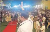  ?? HT ?? Arvind Kejriwal addresses a gathering in Kirari after inaugurati­ng 500 roads on Sunday.