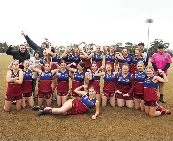  ?? ?? Right: The Warragul Industrial­s Youth Girls team, happy with their efforts after a rewarding season of football.
