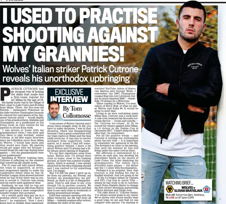  ?? MATTHEW LEWIS ?? Strike a pose: Wolves forward Patrick Cutrone