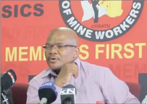 ?? PHOTO: NQOBILE SITHOLE ?? NUM general secretary David Sipunzi says that retrenchme­nts happen in spite of the commitment to work together to mitigate or prevent job losses.