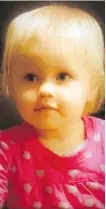 ??  ?? Ceira McGrath choked on a car seat she was left in for hours in a closet in a dayhome run by Elmarie Simons. The toddler died by asphyxiati­on caused by the seat strap.