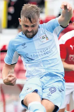  ??  ?? Coventry City striker Matty Godden bagged a brace in the 3-2 victory