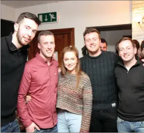  ??  ?? James Deane, Alex Shannon, Clíona Galwey, Michael Sheehan and Brian Cotter were all smiles at last Saturday night launch of ‘Strictly Ballygown at the Movies’.