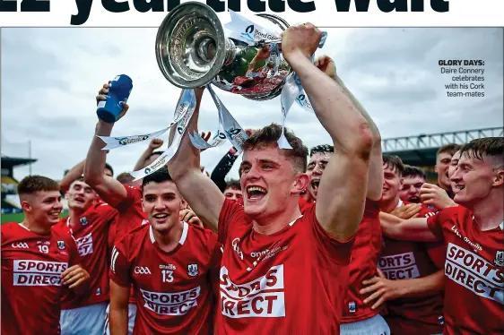  ??  ?? GLORY DAYS: Daire Connery celebrates with his Cork team-mates