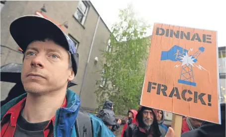  ?? Picture: Getty. ?? A protest against fracking outside the SNP autumn conference in 2013 at Perth Concert Hall.