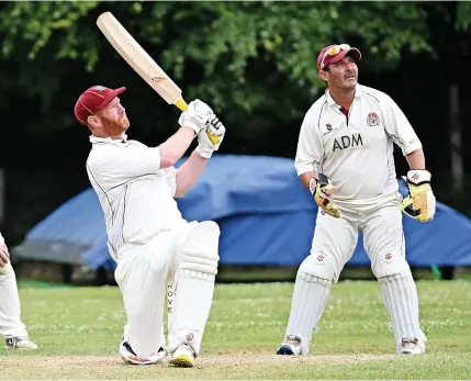  ?? ?? HITTING OUT: Kidsgrove’s Chris Highfield picks up a boundary on his way to 159 against Onneley. Pics: Malcolm Hart