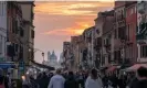  ?? Photograph: Bloomberg/Getty Images ?? Tourists walking along Via Giuseppe Garibaldi in Venice.