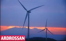  ??  ?? ARDROSSAN Lost beauty: Turbines with Arran in background