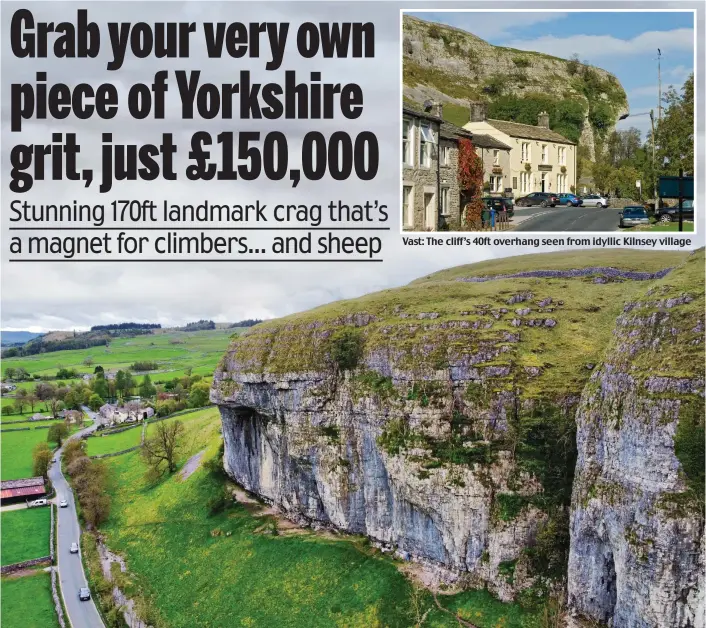  ?? ?? Rocky road: The limestone Kilnsey Crag, a tourist attraction in the Yorkshire Dales and home to an annual fell race, was shaped by glaciers that once filled the valley