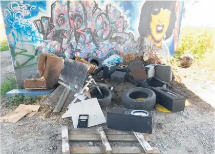  ?? Photos / Hawke’s Bay Regional Council ?? Rubbish dumped at Guppy Rd by the Tu¯ taekur¯ı River.