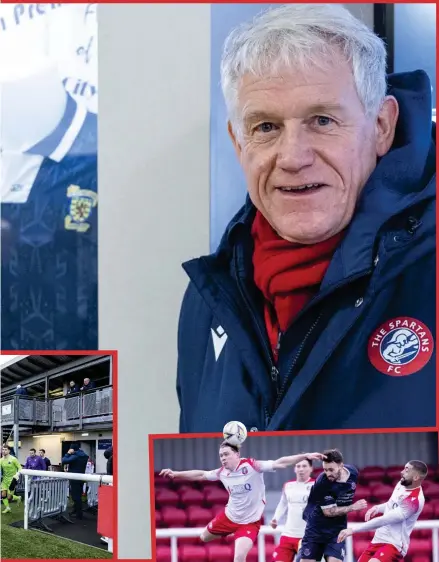  ?? ?? Helping hands: club chairman Craig Graham (main image) and Jeanette Veitch (inset, left) are key to the Spartans story at Ainslie Park (above), where Civil Service Strollers were seen off on Saturday (right)