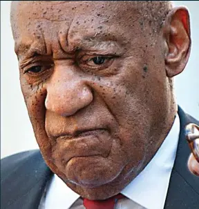  ??  ?? Grim-faced: Bill Cosby after hearing the guilty verdict yesterday