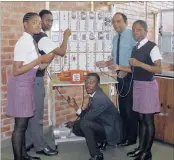  ??  ?? Teacher Vinny Pillay with Grade 11 pupils in an electrical technology class. They are, from left, Ntokozo Ngubane, Nzuzo Mlambo and Kwanele Zwane, with Futi Dieu in front.