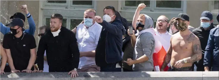  ??  ?? UGLY: Far-Right protestors hurling abuse during their rally in London