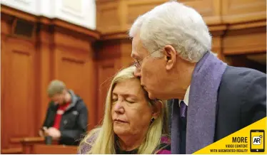  ?? COURTNEY AFRICA African News Agency (ANA) ?? MOTHER of murdered Gabriela Kabrins Alban, Doris Weitz is consoled by her husband, Alexander Williams after the sentencing of Diego Novella to 20 years in prison. | |