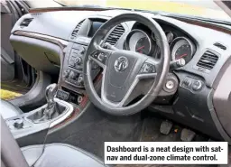  ??  ?? Dashboard is a neat design with satnav and dual-zone climate control.