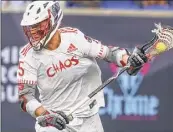  ?? Icon Sportswire via Getty Images ?? Chaos LC attackman Connor Fields, a former Ualbany lacrosse star, said he’s looking forward to playing in Albany again.