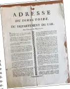  ?? (Arch. dép. Alpes-Maritimes dép AFF) ?? Le directoire du départemen­t du Var enjoint ses concitoyen­s à payer au plus vite leur contributi­on pour les besoins de l’Etat.