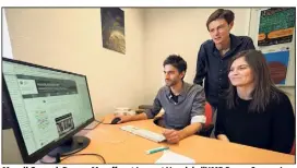  ?? (Photos Jean-Sébastien Gino Antomarchi et AFP) ?? Magali Guaresi, Damon Mayaffre et Laurent Vanni de l’UMR Bases, Corpus, Langage (Université Côte d’Azur - CNRS) ont mis au point un observatoi­re du discours de la campagne.