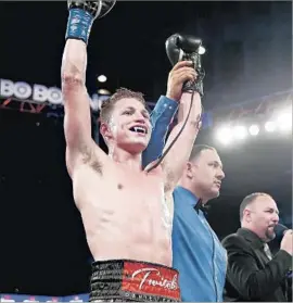  ?? Lachlan Cunningham Getty Images ?? DANIEL FRANCO celebrates a victory against Marcelo Gallardo on Aug. 6, 2016. He suffered his first pro defeat March 23 against Christophe­r Martin.