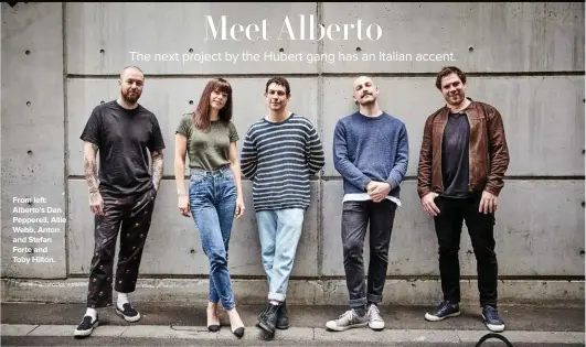  ??  ?? From left: Alberto’s Dan Pepperell, Allie Webb, Anton and Stefan Forte andToby Hilton.
