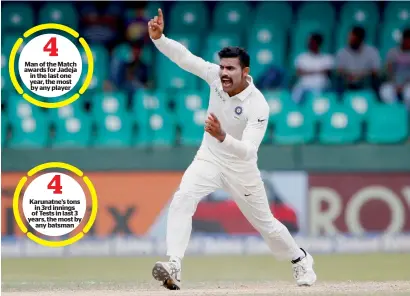  ?? Reuters ?? India’s Ravindra Jadeja finished with 5-152 and collected seven wickets in the match. —