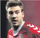  ??  ?? Prepared: Denmark striker Nicklas Bendtner is in determined mood