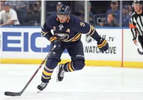  ??  ?? Sabres left wing Evander Kane has 13 points in 14 games this season, but he has no playoff experience. KEVIN HOFFMAN/USA TODAY SPORTS