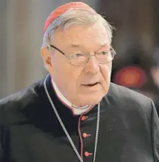  ?? FOTO: AFP ?? ►► El cardenal George Pell negó las acusacione­s.