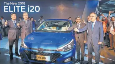  ?? PHOTOS: HTcS/ amal KS ?? (L to R) Y K Koo, managing director and CEO, Hyundai Motor India Ltd, Bongkil Shin, Honourable Ambassador of the Republic of Korea, Rakesh Srivastava, director - sales and marketing, HMIL, and S J Ha, executive director - sales and marketing, HMIL...