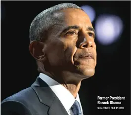 ??  ?? Former President Barack Obama SUN- TIMES FILE PHOTO