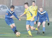  ??  ?? ●●Action from Mellor seconds’ game against Spurley Hey (in yellow)