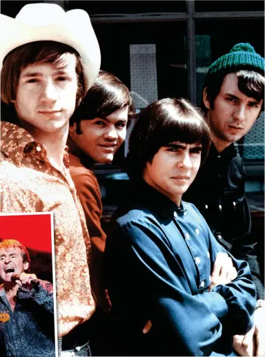  ??  ?? Hey-heyday: Peter Tork, left, with Micky Dolenz, Davy Jones and Michael Nesmith. Inset: Back on the road with Davy Jones in 2011