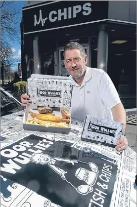  ??  ?? Owner Craig Thomson with Wullie car and his pal Fat Boab, right