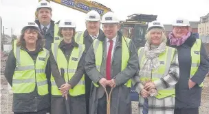  ??  ?? Dr Sharon Guest, Dr Peter Evans, Dr Romilly Rees, Lindsay Morgan and Andrew Davies with Karen Campbell-Ace and Nicola Willis on the site of the new Porthcawl primary care centre