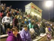  ?? EVAN BRANDT — DIGITAL FIRST MEDIA ?? The home side of Grigg Memorial Stadium was packed for Pottstown’s first Friday night football game under the lights in three years.