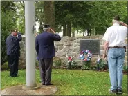  ?? SUBMITTED PHOTO ?? Honoring the fallen at the Kutztown Park Memorial are from left to right - Jim Schlegel, Kutztown Mayor; Steve Hoare, Commander American Legion Post 480and Glenn Godshall, Commander VFW Post 560.