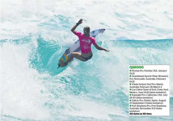  ?? Picture / NZ Surfing M ?? Ella Williams is heading to Florida where the most points are on offer.