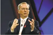  ?? Paul Chinn / The Chronicle 2017 ?? Eric Schmidt leads the Defense Innovation Board, which works with industry on artificial intelligen­ce.