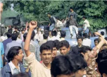  ?? ?? STUDENTS protest in Delhi against the implementa­tion of the Mandal Commission recommenda­tions.
