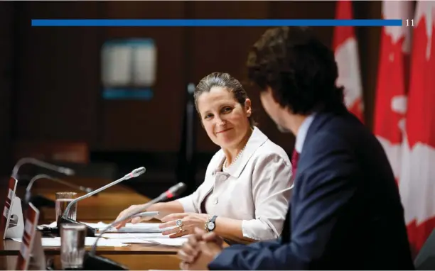  ?? Adam Scotti photo ?? Finance Minister Chrystia Freeland and Prime Minister Justin Trudeau, the two central figures in Ottawa’s first budget in two years—the buck stops with them.