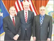  ?? Contribute­d photo ?? From left, Middlefiel­d Selectman Robert Yamartino, First Selectman Edward Bailey and Selectman David Burgess were sworn into their elected posts this week.