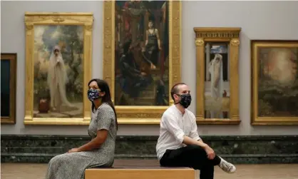  ??  ?? Visitors at the Tate Britain gallery in London, 24 July 2020. Photograph: John Phillips/Getty Images