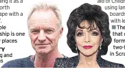  ??  ?? CELEBRITYF­ANS Sting and Joan Collins