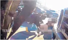  ??  ?? Still images taken from Lt. Greg Brachle’s lapel camera, which was recording when Brachle shot and seriously wounded a fellow officer. Police released footage of the shooting Thursday, 13 months after the shooting and a day after the city settled a...
