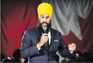  ?? NATHAN DENETTE / THE CANADIAN PRESS ?? Ontario NDP MPP Jagmeet Singh is vying for leadership of the federal NDP, but faces a tall task, trailing three other candidates in recent polls, with about a month before the cutoff for signing new party members, John Ivison writes.